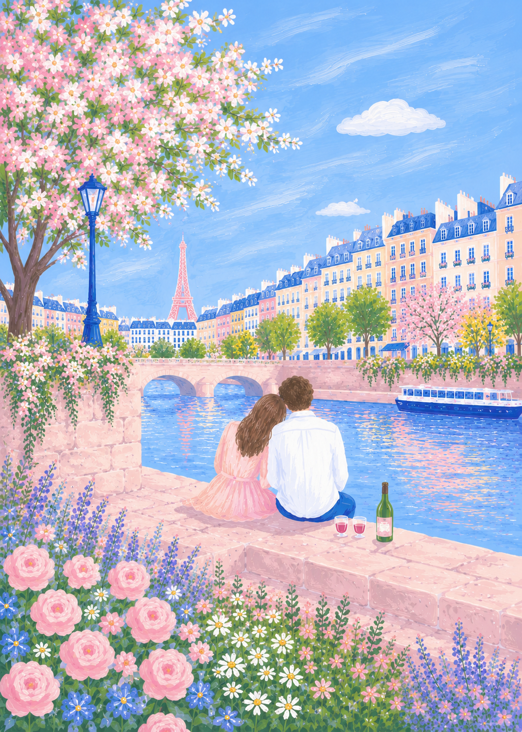 Together by the Seine — Poster Print | Paris Wall Art