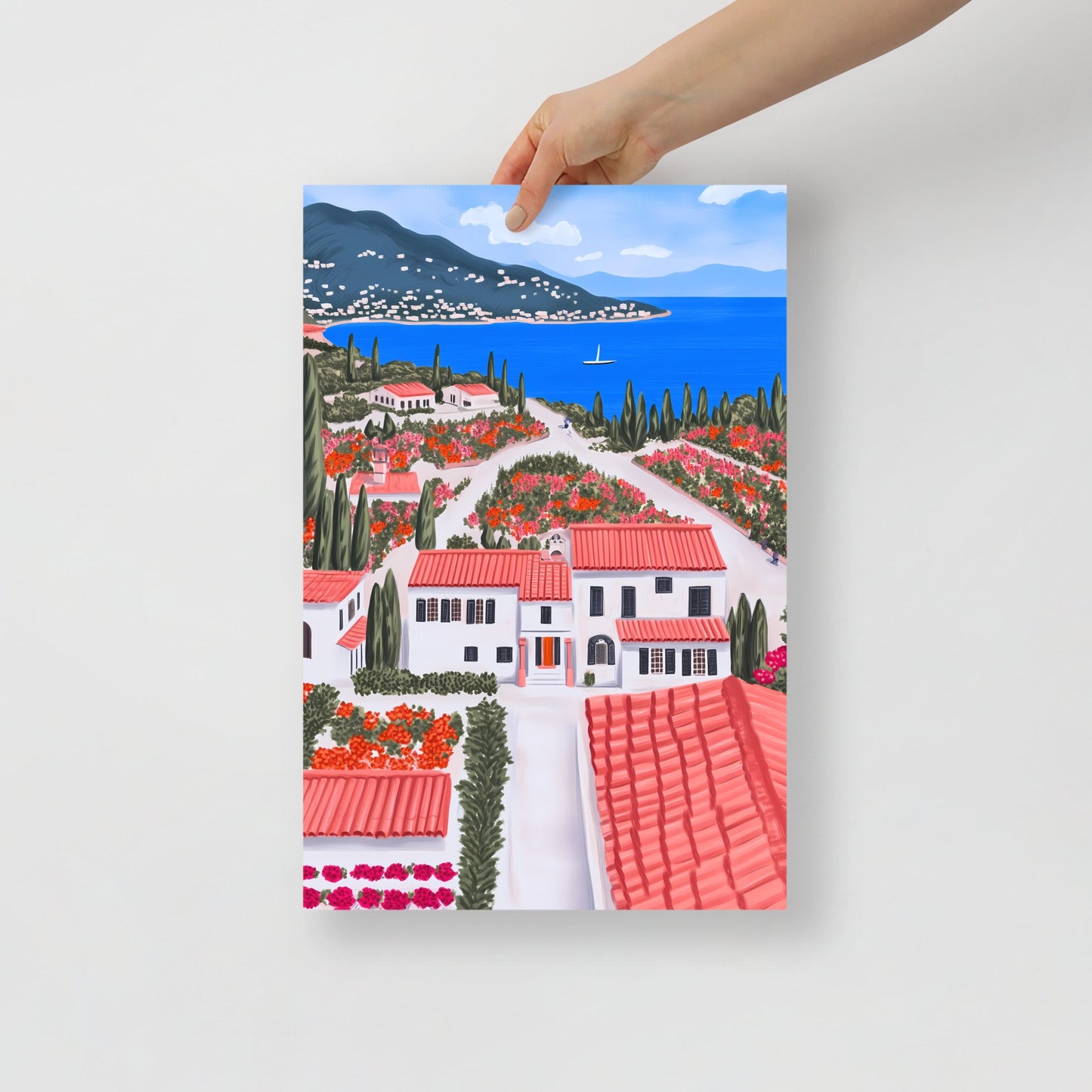 French Riviera Villa Garden – Illustration Poster