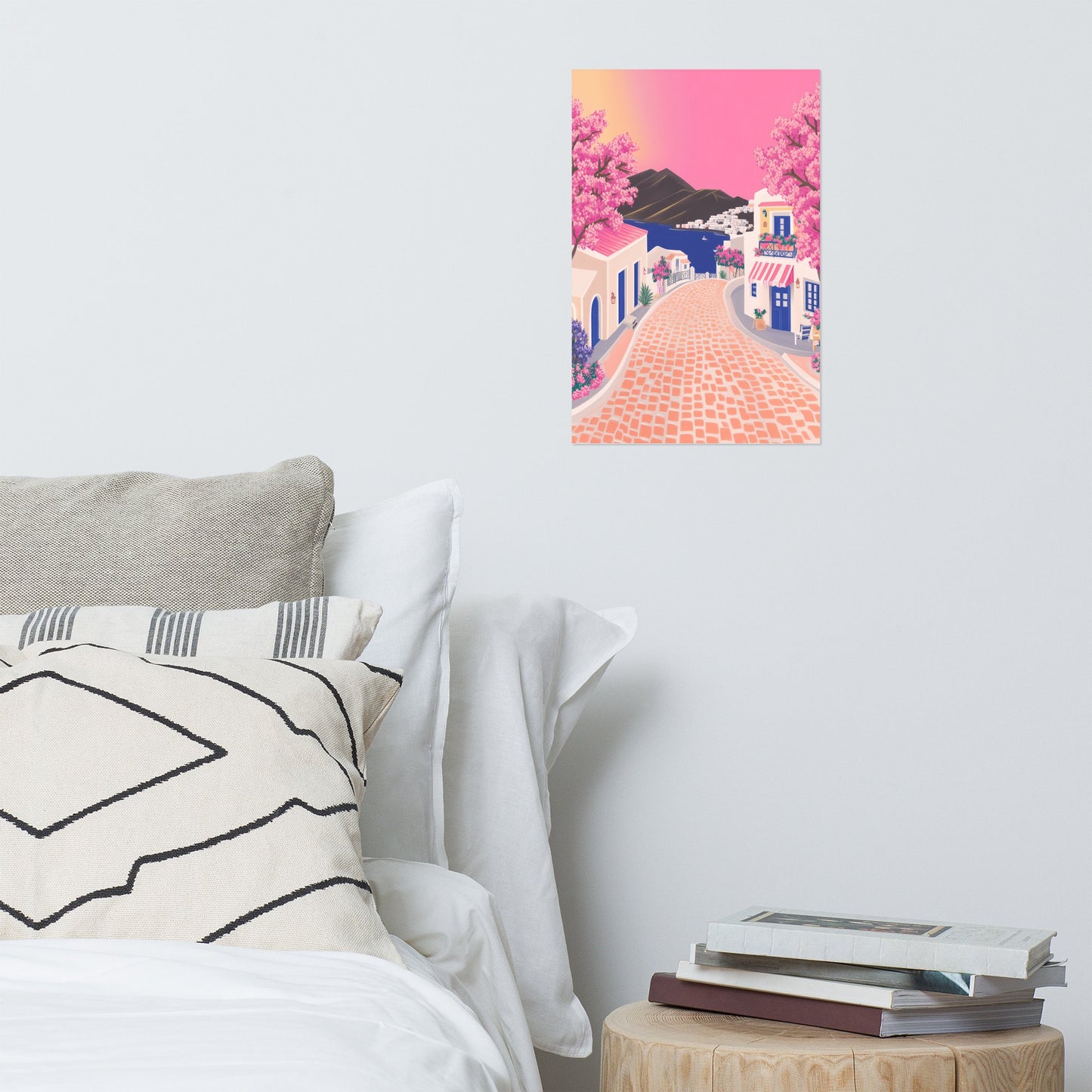 Greek Island Escape Illustration Poster – Santorini Art Print