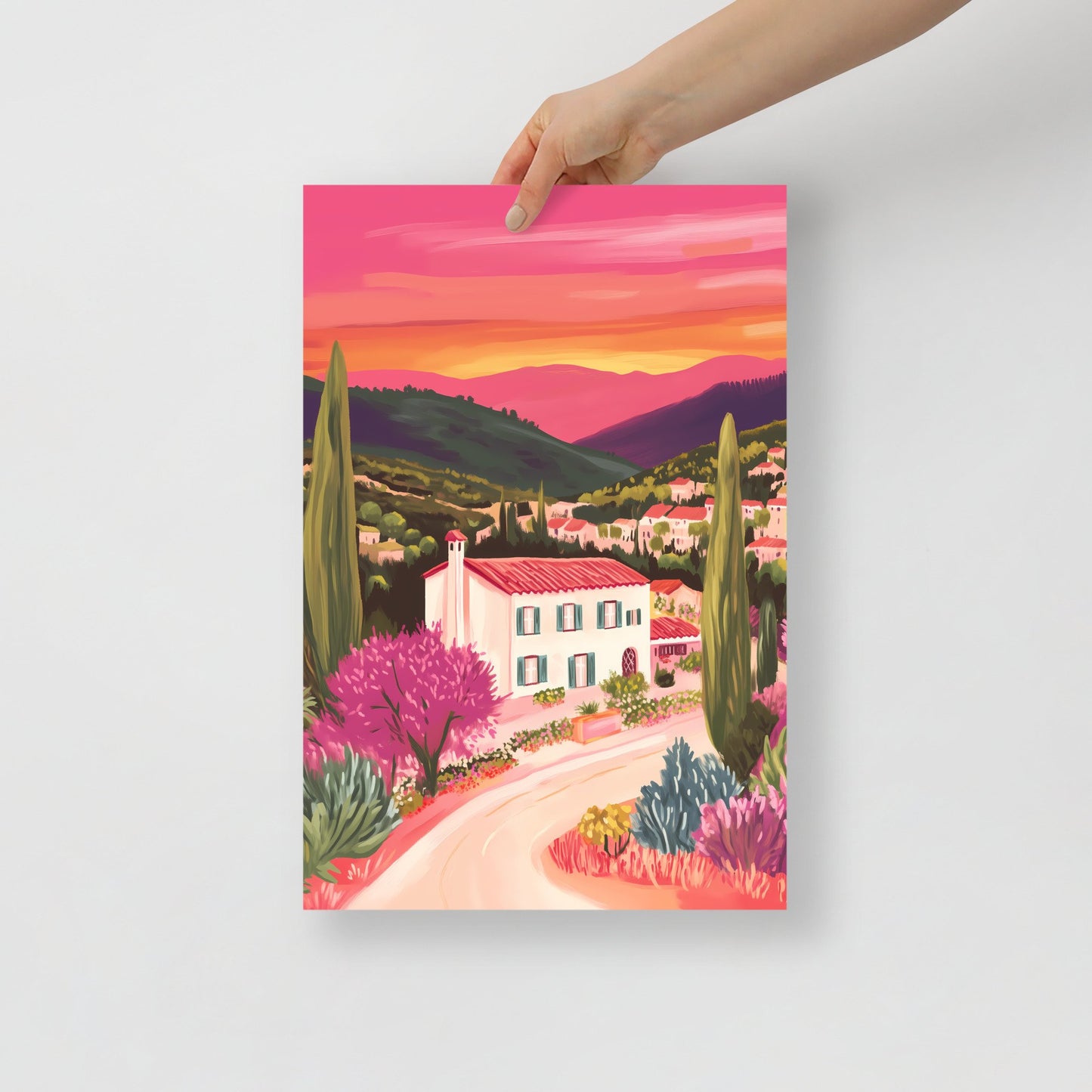 Sunset in Provence – Landscape Illustration Poster