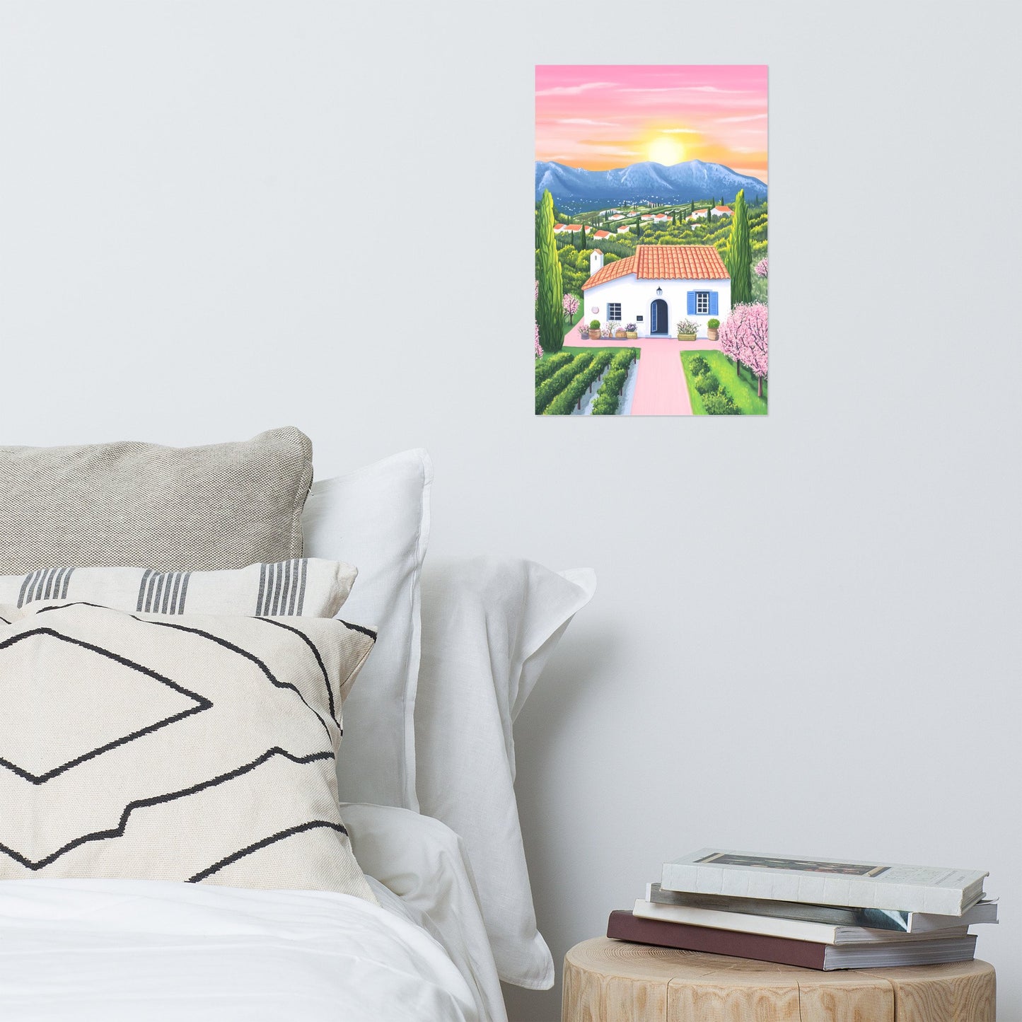 Provence Countryside Home – Landscape Illustration Poster