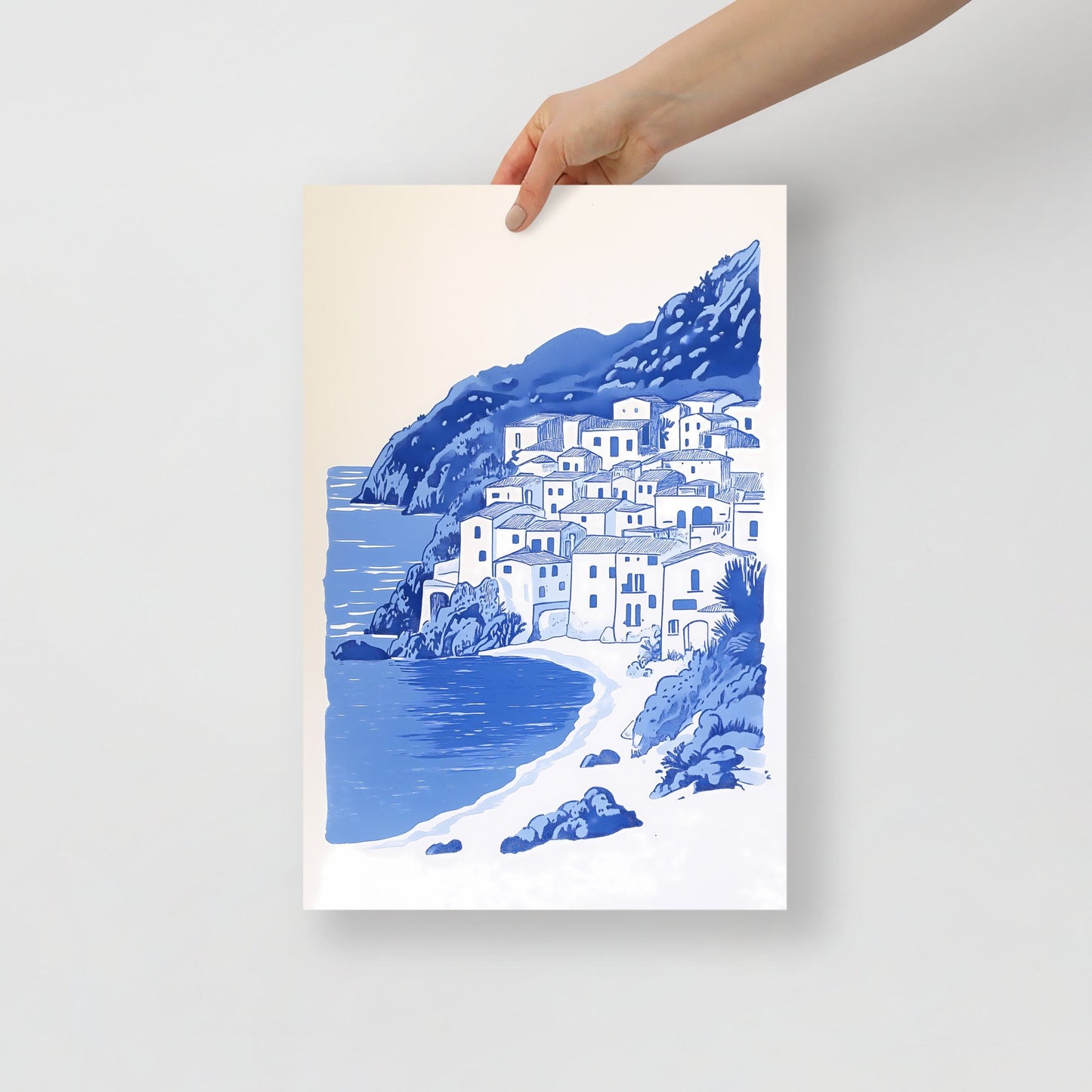 Minimalist Blue Coast Illustration Poster