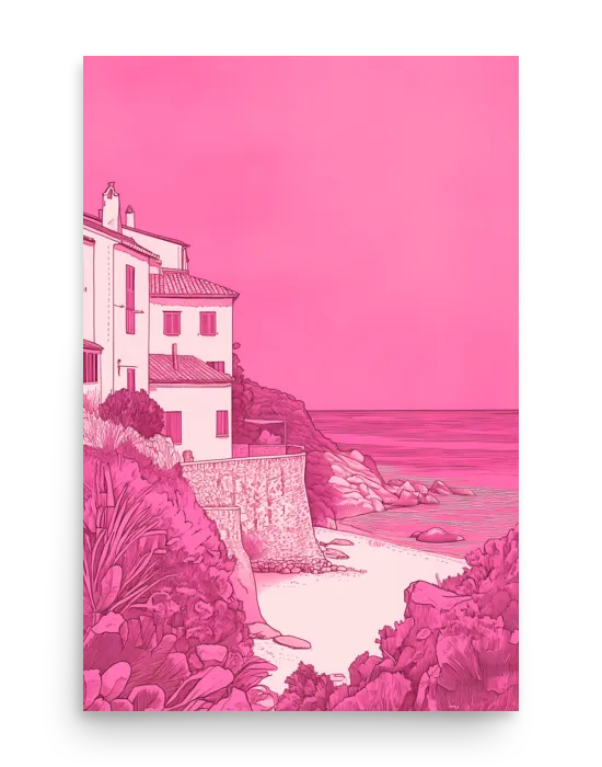Romantic Italian Coast Illustration Poster