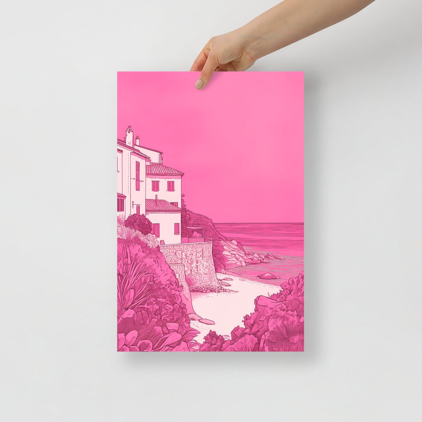 Romantic Italian Coast Illustration Poster