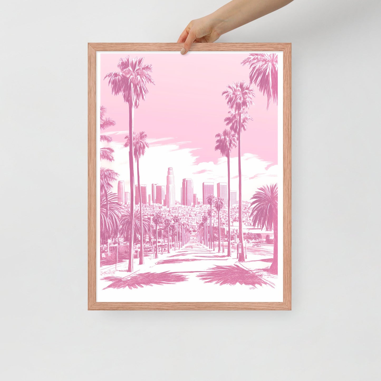 Los Angeles Skyline Palm Trees Illustration Poster