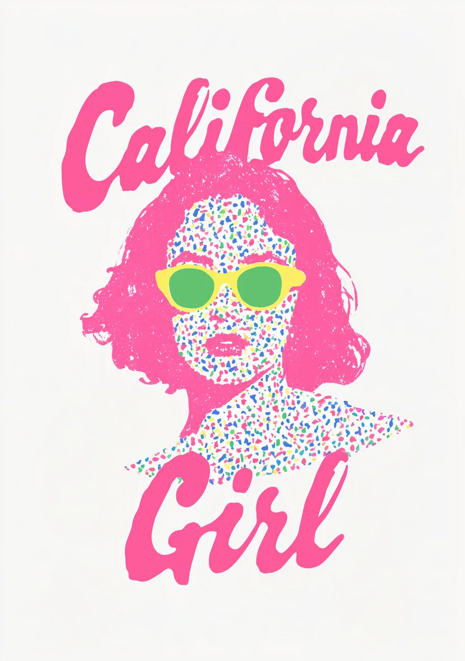 Colorful California Girl – Pop Art Illustration Poster Print