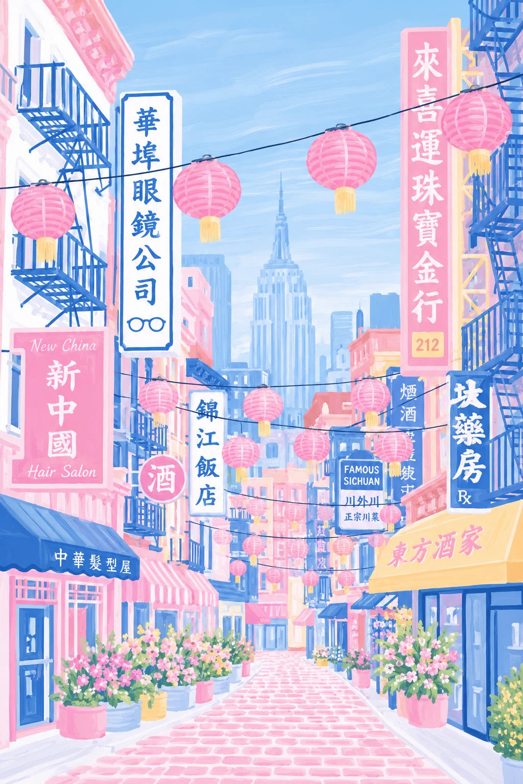 Chinatown Lanterns — Poster Print | New York City Wall Art