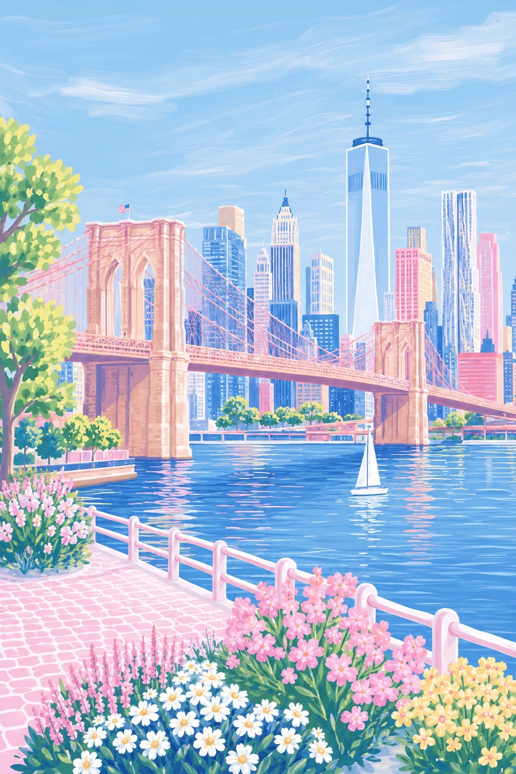 Brooklyn Bridge in Bloom — Poster Print | New York City Wall Art