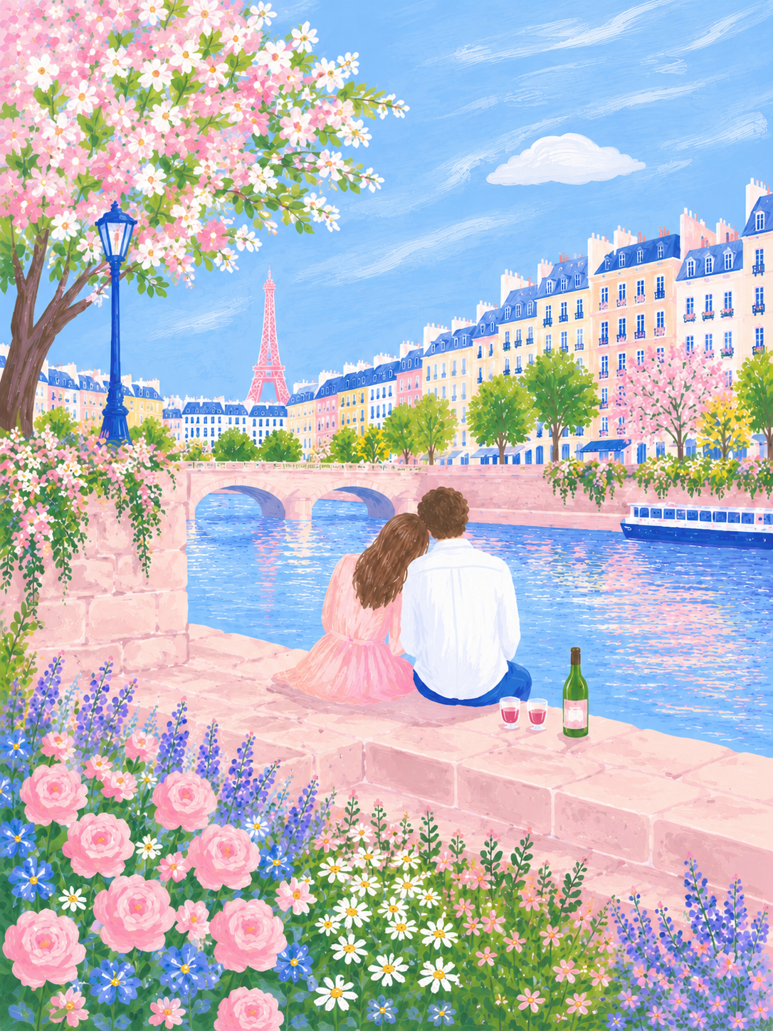 Together by the Seine — Poster Print | Paris Wall Art