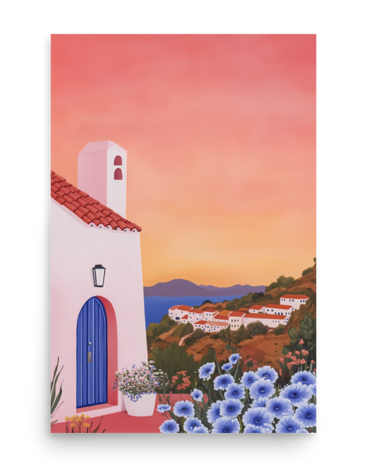 Sunset in Ibiza – Landscape Illustration Poster