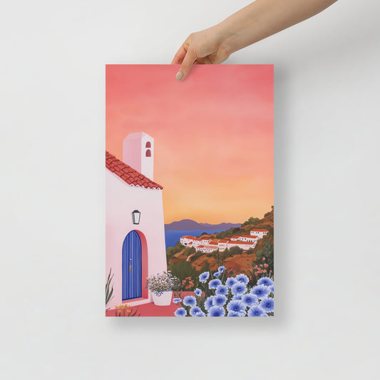 Sunset in Ibiza – Landscape Illustration Poster