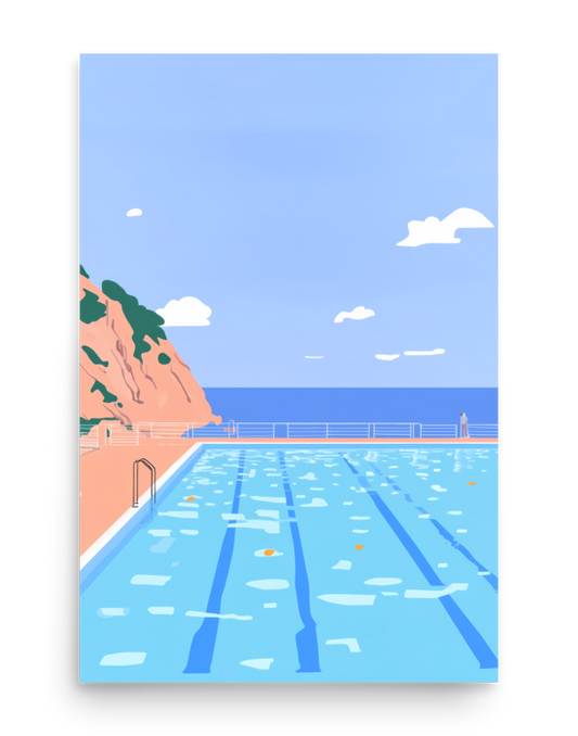 Ibiza Poolside Serenity – Illustration Poster