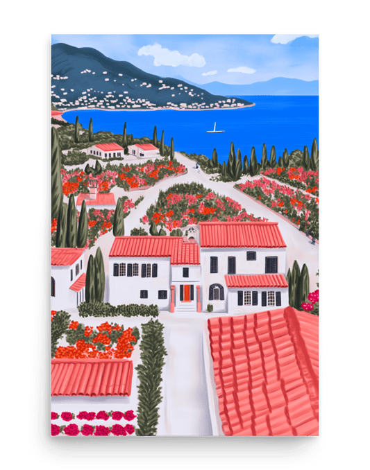 French Riviera Villa Garden – Illustration Poster