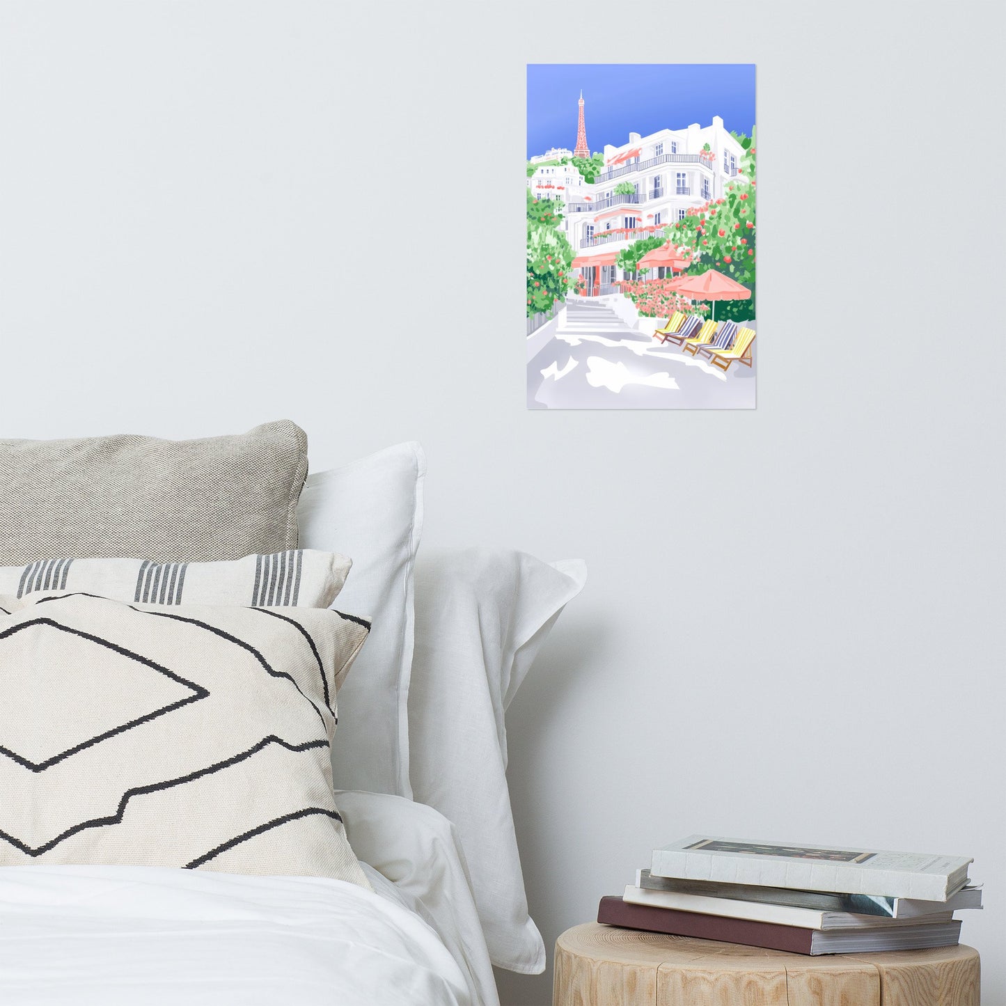 Summer in Paris Illustration Poster – Eiffel Tower Garden Print