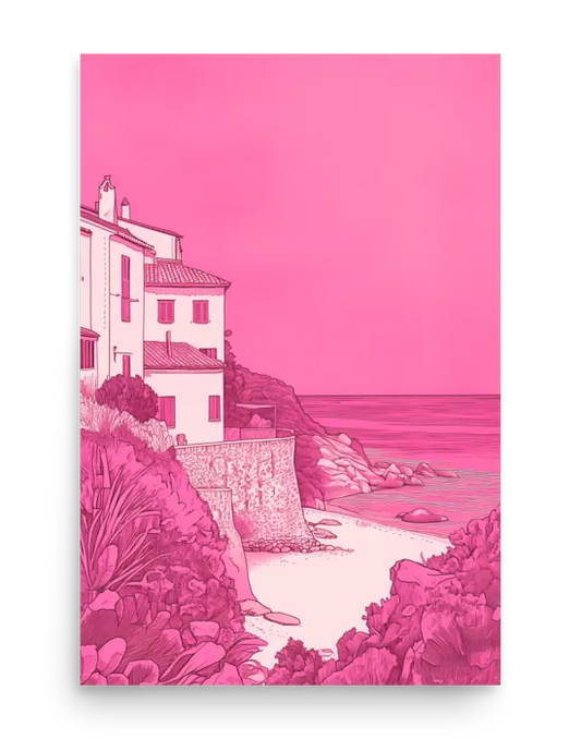 Romantic Italian Coast Illustration Poster