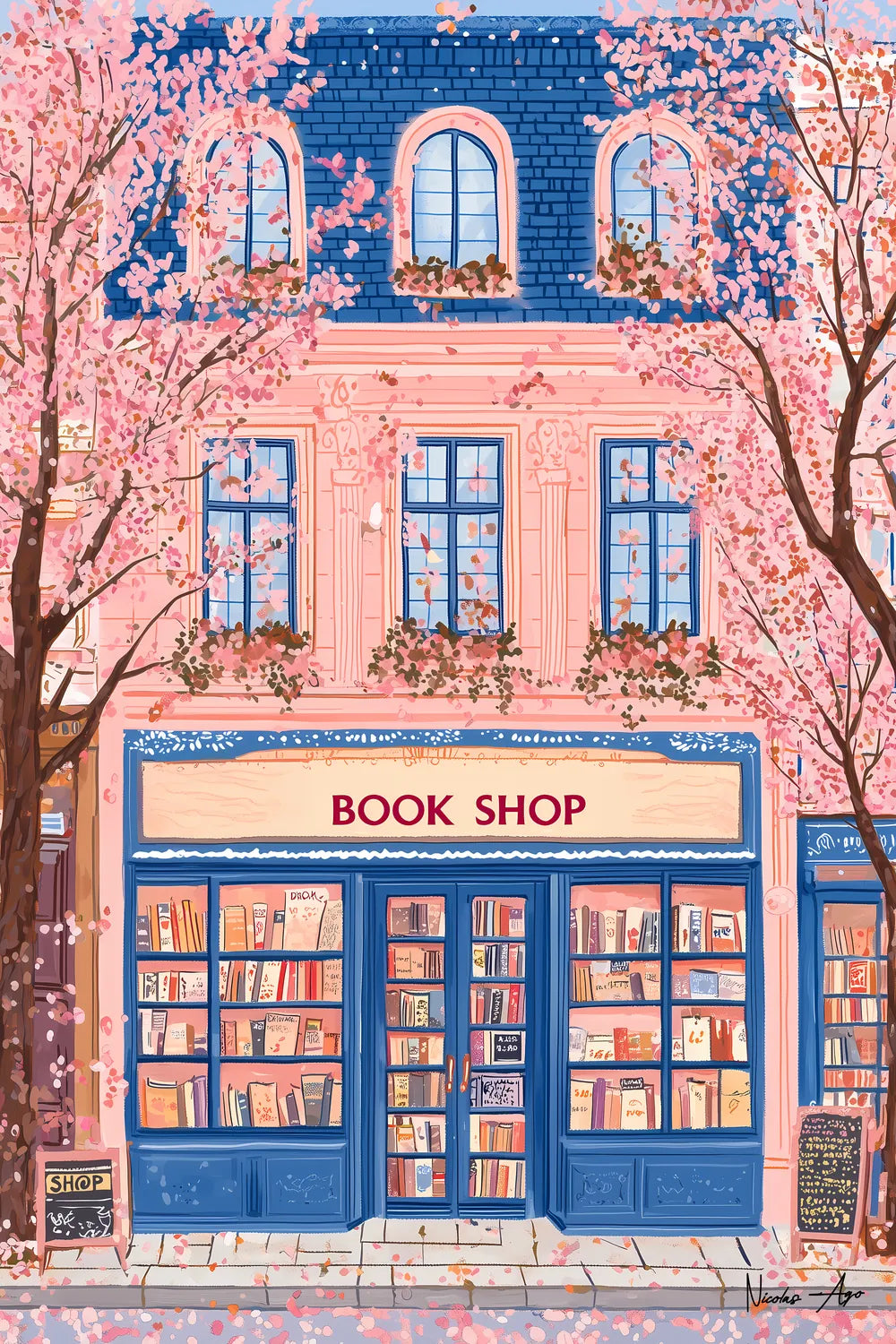 The Cherry Blossom Bookshop — Art Print