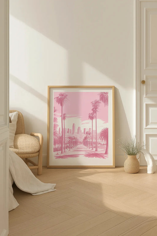 Los Angeles Skyline Palm Trees Illustration Poster
