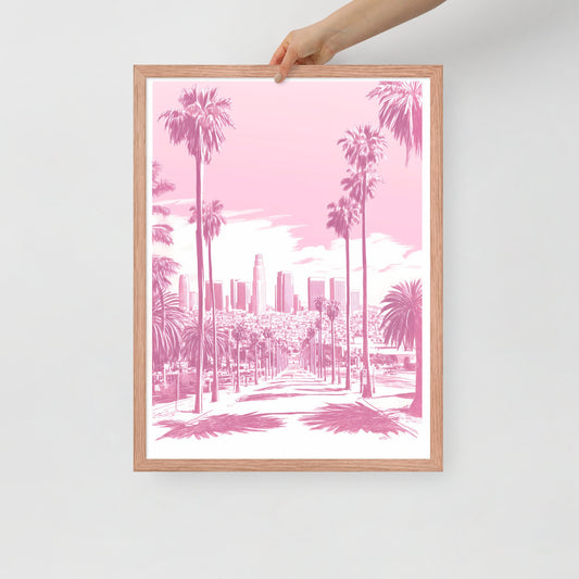 Los Angeles Skyline Palm Trees Illustration Poster